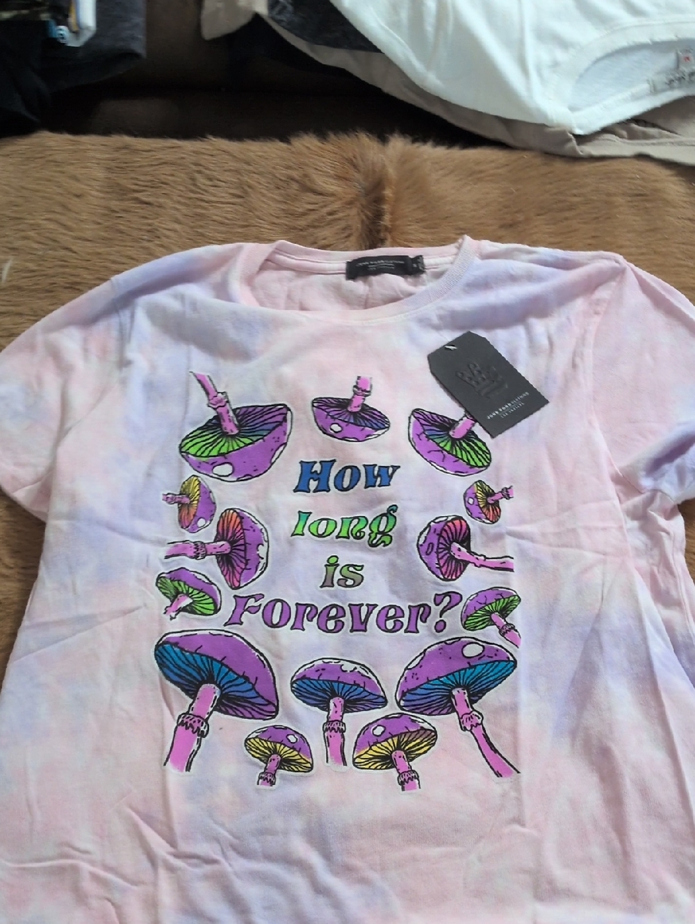 Junk Food Clothing Pink Tie-Dye Mushroom Graphic Tee